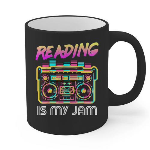 Back To School Retro Reading Is My Jam 80s Teacher Boombox Graphic Print Coffee Mug - teacherstshirts.com