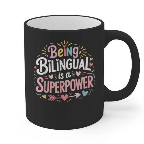 Being Bilingual Is A Superpower ESL Teacher School Graphic Print Coffee Mug - teacherstshirts.com