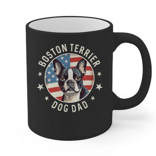 Boston Bull Terrier Men Boston Terrier Dog Dad Graphic Print Coffee Mug - Bostonterriersmerch.com