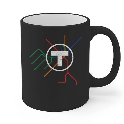 Boston T Subway Map Vintage MBTA Graphic Print Coffee Mug - Bostonterriersmerch.com