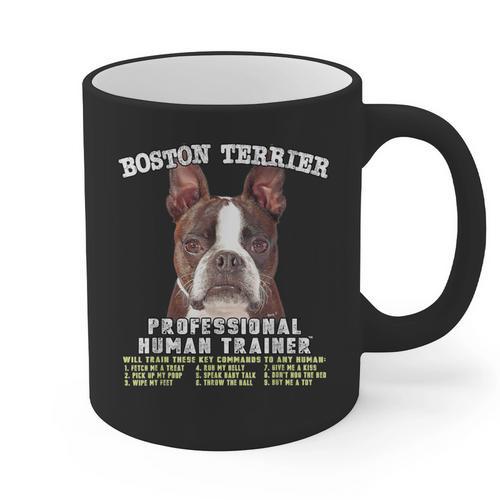 Boston Terrier Brindle Dog Professional Human Trainer Graphic Print Coffee Mug - Bostonterriersmerch.com CA