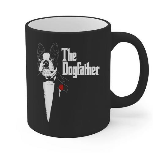 Boston Terrier Dad The DogFather Shirt Boston Terrier Graphic Print Coffee Mug - Bostonterriersmerch.com AU