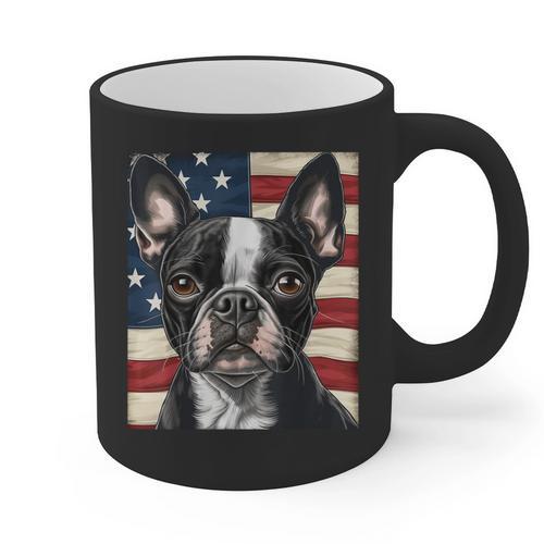 Boston Terrier Dog American Flag 4th Of July Patriotic Puppy Graphic Print Coffee Mug - Bostonterriersmerch.com