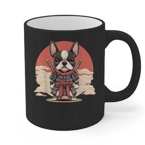 Boston Terrier Dog Japanese Style Samurai Dogs Graphic Print Coffee Mug - Bostonterriersmerch.com