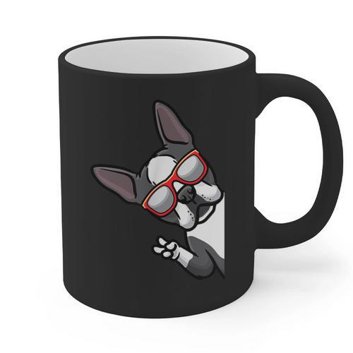 Boston Terrier Dog From Side Boston Bull Graphic Print Coffee Mug - Bostonterriersmerch.com