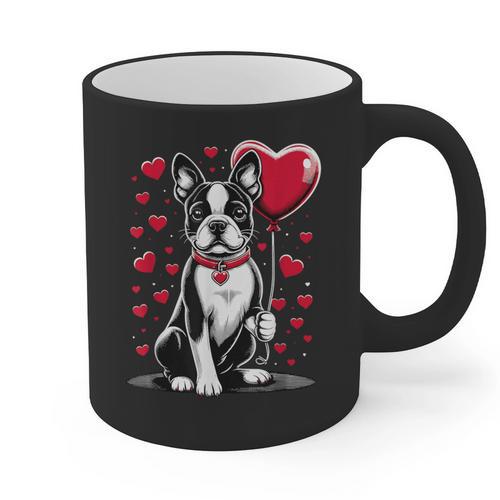 Boston Terrier Dog Valentine's Day Dog Owner Valentine Graphic Print Coffee Mug - Bostonterriersmerch.com