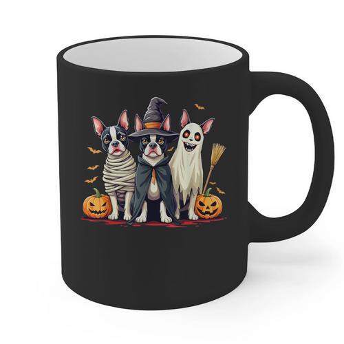 Boston Terrier Halloween Costume Mummy Witch Ghost Dog Lover For Men Women Kids Graphic Print Coffee Mug - Bostonterriersmerch.com