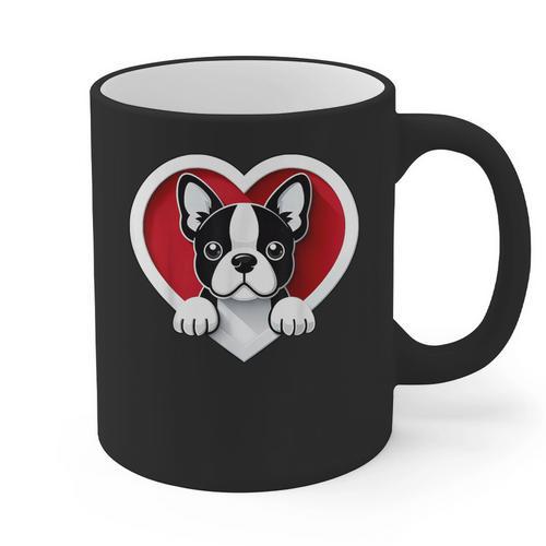 Boston Terrier Heart Cute Puppy Lover Or Dog Owner Graphic Print Coffee Mug - Bostonterriersmerch.com