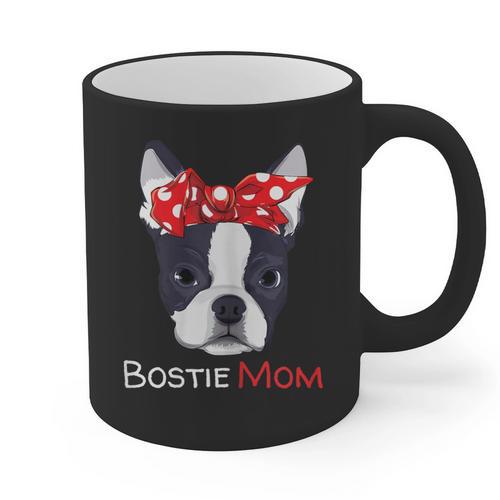 Boston Terrier Mom Bostie Women Girls Graphic Print Coffee Mug - Bostonterriersmerch.com