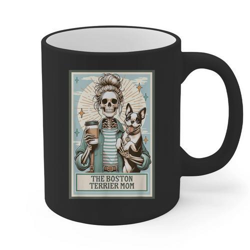 The Boston Terrier Mom Skeleton Spooky Season Halloween Graphic Print Coffee Mug - Bostonterriersmerch.com