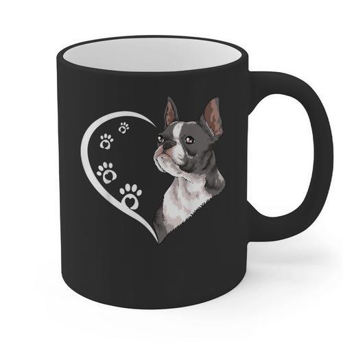 Boston Terrier Shirts For Women Girls Kids Heart Cute Graphic Print Coffee Mug - Bostonterriersmerch.com