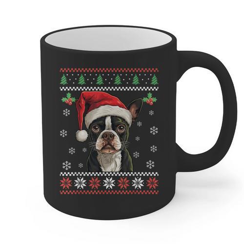 Boston Terrier Ugly Christmas Sweater Xmas For Adults Kids Graphic Print Coffee Mug - Bostonterriersmerch.com