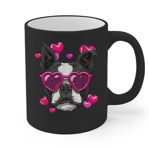 Boston Terrier Valentines Day Shirt Heart Dog Lover Graphic Print Coffee Mug - Bostonterriersmerch.com
