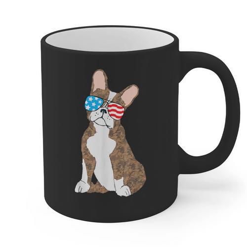 Brindle Boston Terrier Dog Patriotic Shirt USA Flag Graphic Print Coffee Mug - Bostonterriersmerch.com