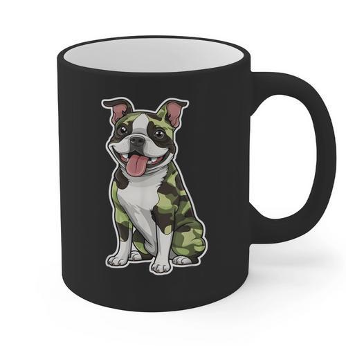 Camo Boston Terrier Pet Owner Camouflage Dog Lover Graphic Print Coffee Mug - Bostonterriersmerch.com