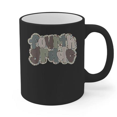 Camo Team 4th Grade Squad Back To School Teacher Kids Boys Graphic Print Coffee Mug - teacherstshirts.com