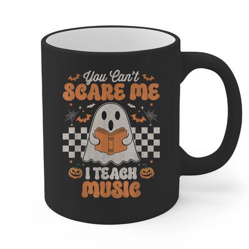 You Can't Scare Me I Teach Music Retro Teacher Halloween Graphic Print Coffee Mug - teacherstshirts.com UK