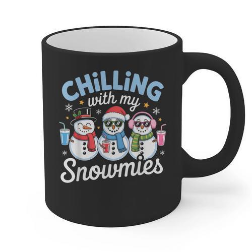 Chillin With My Snowmie Women Christmas Snowman Teacher Snow Graphic Print Coffee Mug - teacherstshirts.com DE