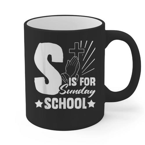 Christian Teacher S Is For Sunday School Essentials Graphic Print Coffee Mug - teacherstshirts.com UK