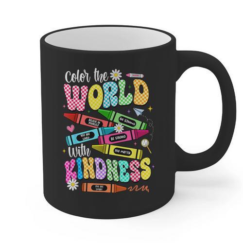 Color The World With Kindness Teacher Back To School Graphic Print Coffee Mug - teacherstshirts.com