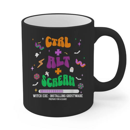 Computer Teacher Spooky Halloween Technology STEM Engineer Graphic Print Coffee Mug - teacherstshirts.com