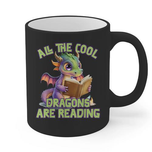 All The Cool Dragons Are Reading Dragon Teacher Graphic Print Coffee Mug - teacherstshirts.com AU