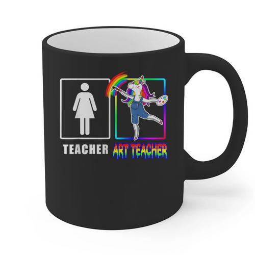 Cute Art Teacher Magical Dabbing Unicorn Artist Graphic Print Coffee Mug - teacherstshirts.com CA