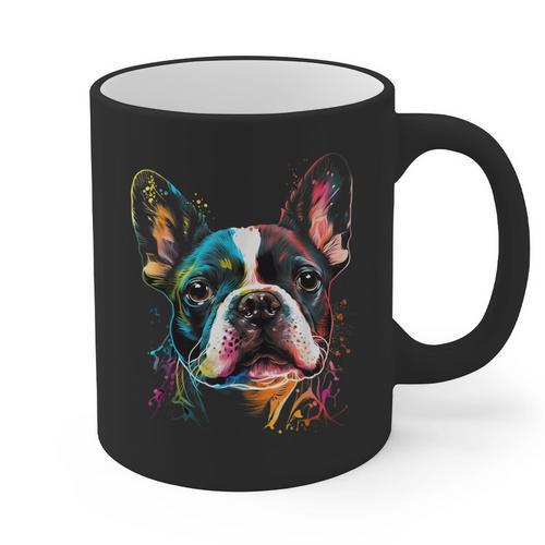 Cute Boston Terrier Puppy Dog Art Lover Unique Painting For Men Women Kids Graphic Print Coffee Mug - Bostonterriersmerch.com