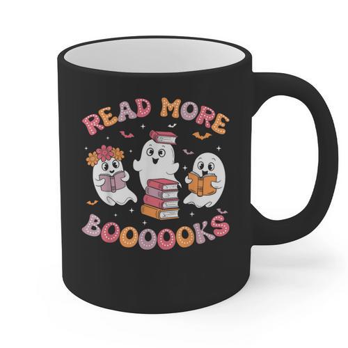 Cute Ghost Book Read More Books Teachers Halloween Graphic Print Coffee Mug - teacherstshirts.com AU