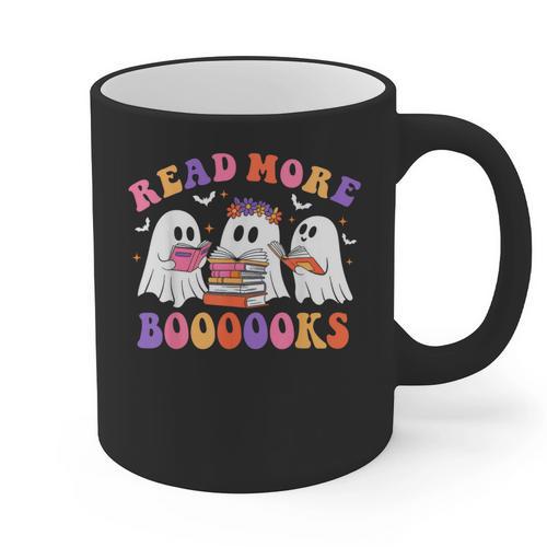 Cute Ghost Read More Books Lover Teacher Halloween Costume Graphic Print Coffee Mug - teacherstshirts.com