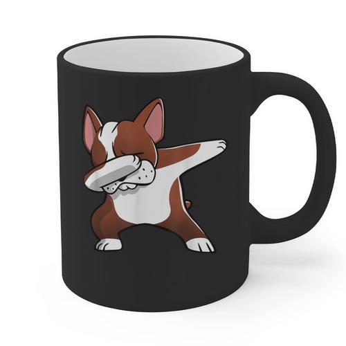 Dabbing Red Boston Terrier Dab Dance Dog Men Women Kids Graphic Print Coffee Mug - Bostonterriersmerch.com