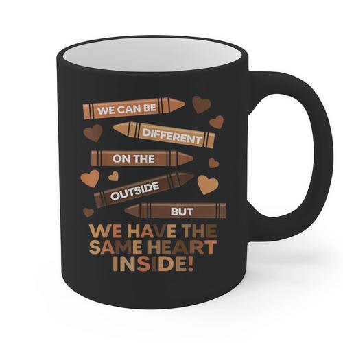 We Can Be Different On The Outside Melanin Teacher Men Women Kids Graphic Print Coffee Mug - teacherstshirts.com