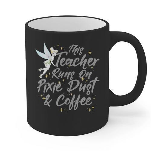 Disney Peter Pan Tinkerbell Teacher Pixie Dust And Coffee Graphic Print Coffee Mug - teacherstshirts.com UK