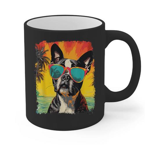 Dog Boston Terrier Hawaiian Graphic Print Coffee Mug - Bostonterriersmerch.com