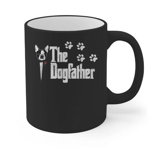 The Dogfather Boston Terrier Dog Dad Tshirt Idea Graphic Print Coffee Mug - Bostonterriersmerch.com