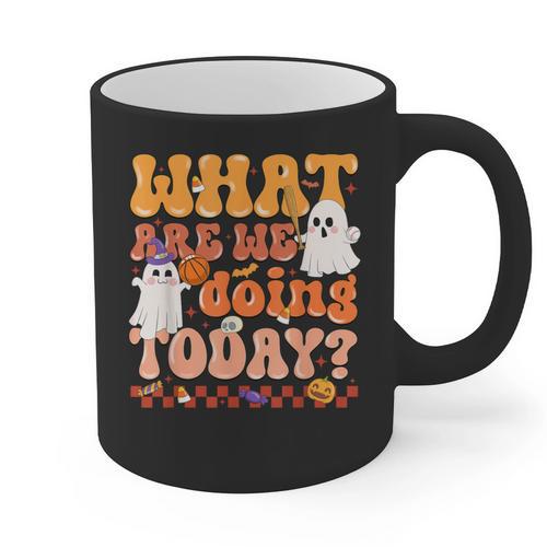 What Are We Doing Today Halloween PE Spooky Teacher Graphic Print Coffee Mug - teacherstshirts.com