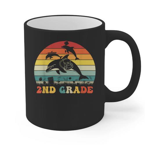 Dolphin Second Grade Back To School Teacher Student Graphic Print Coffee Mug - teacherstshirts.com UK