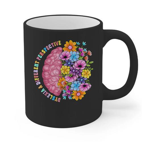 Dyslexia Different Perspective Reading Brain Floral Teacher Graphic Print Coffee Mug - teacherstshirts.com