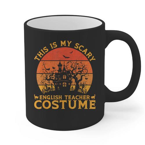 English Teacher Matching This Is My Scary Halloween Costume Graphic Print Coffee Mug - teacherstshirts.com UK
