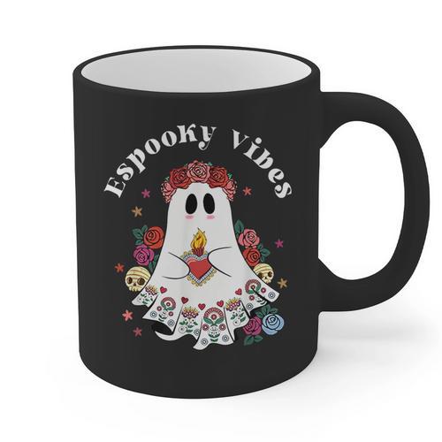 Espooky Vibes Maestra Halloween Spanish Mexican Teacher Graphic Print Coffee Mug - teacherstshirts.com UK