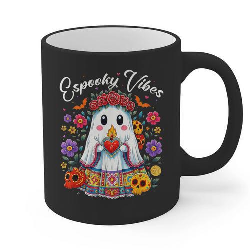 Espooky Vibes Maestra Halloween Spanish Mexican Teacher Graphic Print Coffee Mug - teacherstshirts.com UK