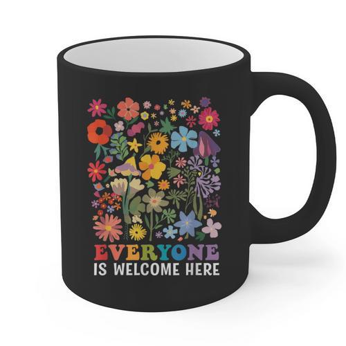 Everyone Is Welcome Here Tshirt Idaho Teacher Support Retro Graphic Print Coffee Mug - teacherstshirts.com