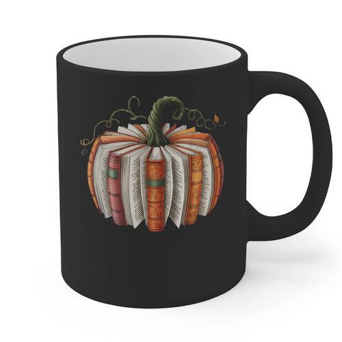 Fall Book Pumpkin Retro Reading Halloween Teacher Librarian Graphic Print Coffee Mug - teacherstshirts.com