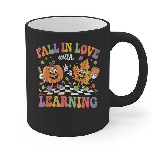 Fall In Love With Learning Autumn Fall Season Teacher Graphic Print Coffee Mug - teacherstshirts.com