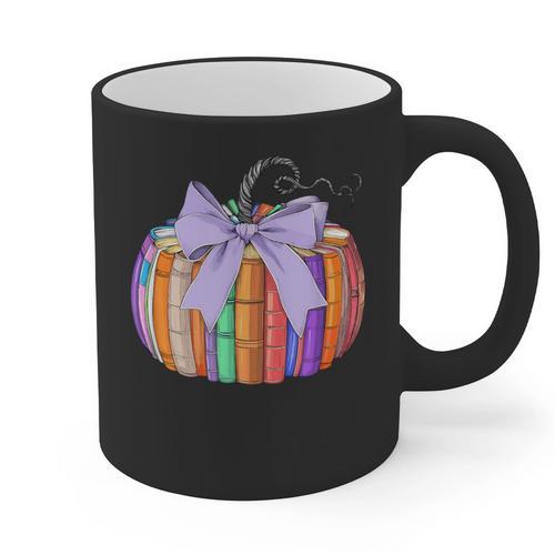 Fall Pumpkin Books Lover Halloween Teacher Teaching Staff Graphic Print Coffee Mug - teacherstshirts.com UK