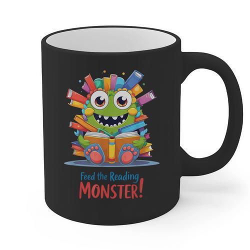 Feed The Reading Monster Halloween Teacher Graphic Print Coffee Mug - teacherstshirts.com