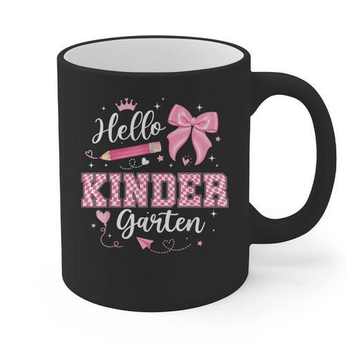 First Day Of School Teacher Girl Coquette Hello Kindergarten Graphic Print Coffee Mug - teacherstshirts.com AU