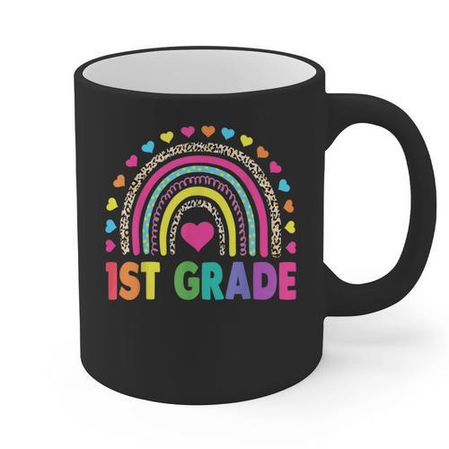 First Grade Rainbow Girls Boys Teacher Team 1st Grade Squad Graphic Print Coffee Mug - teacherstshirts.com AU