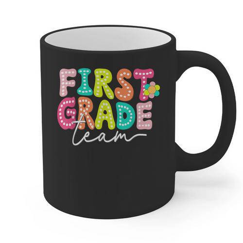 First Grade Team Teacher Back To School 1st Grade Squad Kids Graphic Print Coffee Mug - teacherstshirts.com