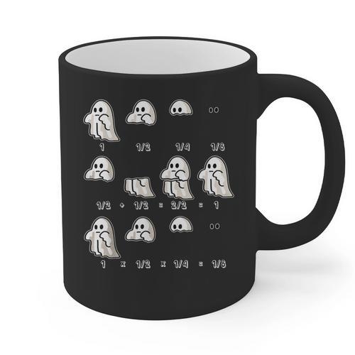 Fractions Math Teacher Ghost Math Halloween Humorous Graphic Print Coffee Mug - teacherstshirts.com